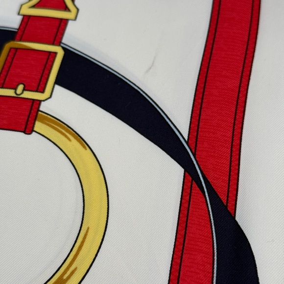 Hermes Scarf with Gold, Black, and Red Design - Picture 2 of 7